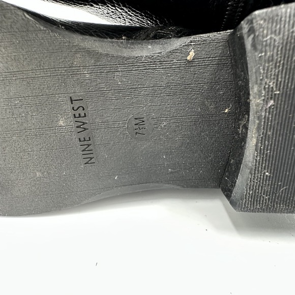 Nine West Payton Corao Black Leather Knee High Riding Boots Buckle Womens US7.5M - Picture 8 of 16